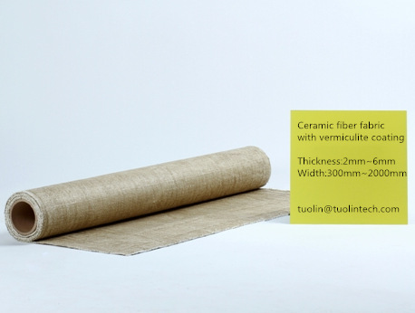 Ceramic fiber fabric with vermiculite coating